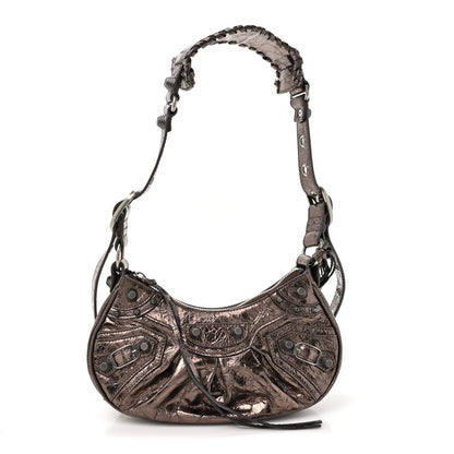 Metallic Agneau Arena Le Cagole Shoulder Bag XS  Dark Bronze