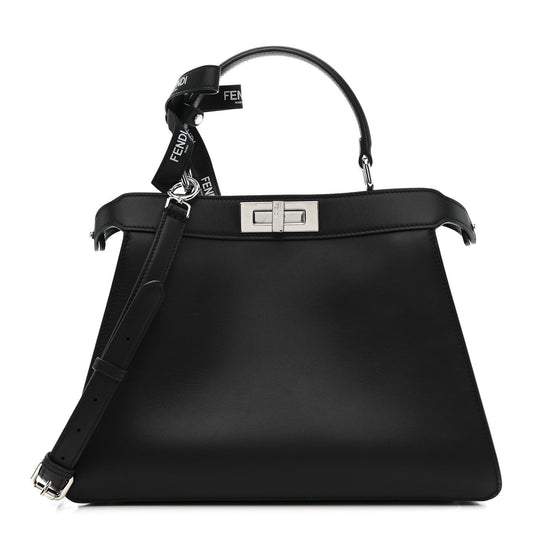 X MARC JACOBS Vitello Seta Shiny Nappa Medium Peekaboo I SEE U Satchel Black