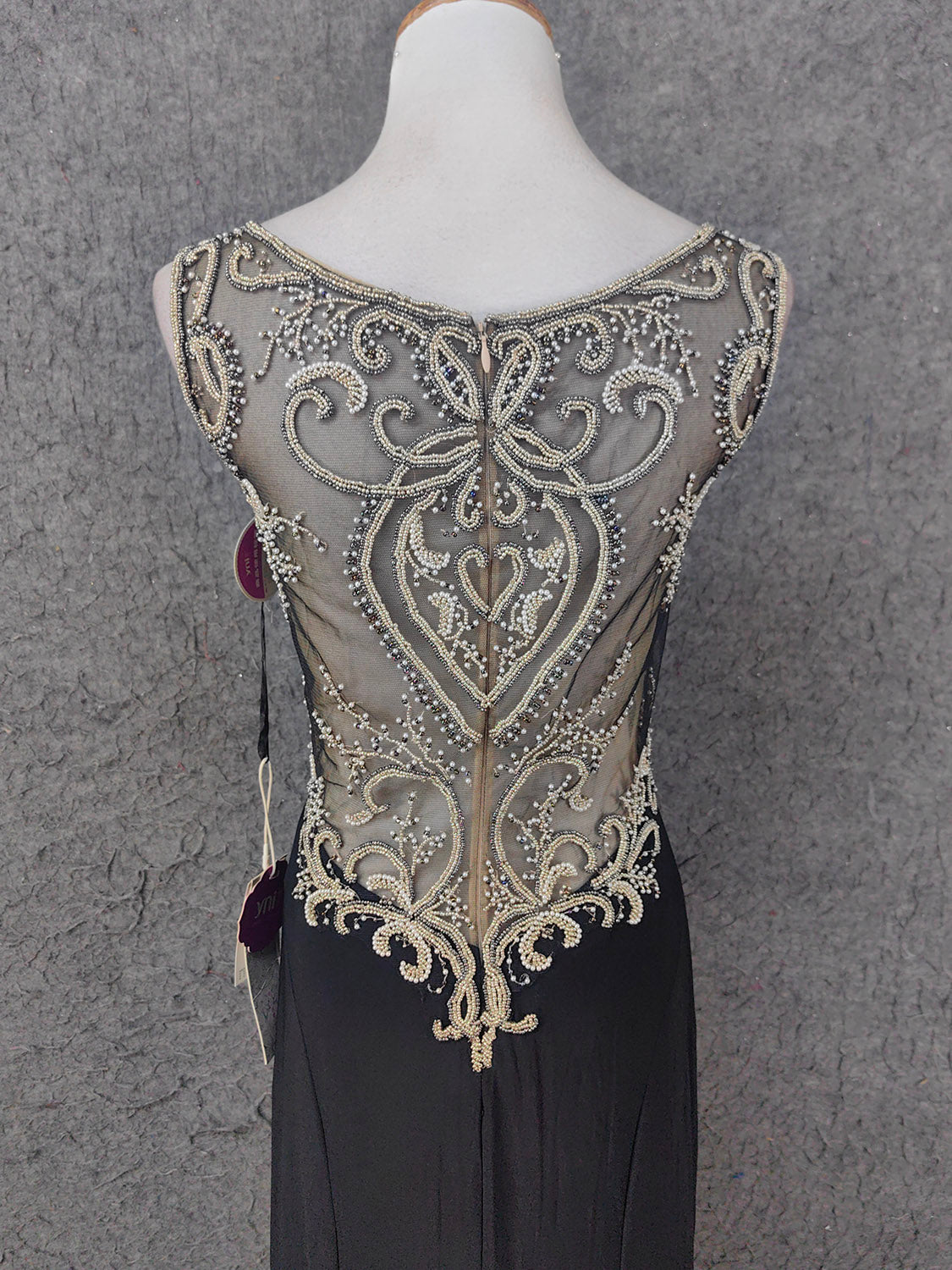 Vintage Black V-Neck Beaded Chiffon Long Prom Dress Evening Dress P4673