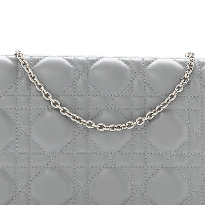 Lambskin Cannage Lady Dior Convertible Clutch Grey