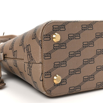 Coated Canvas BB Monogram S Ville Top Handle Bag Beige Brown