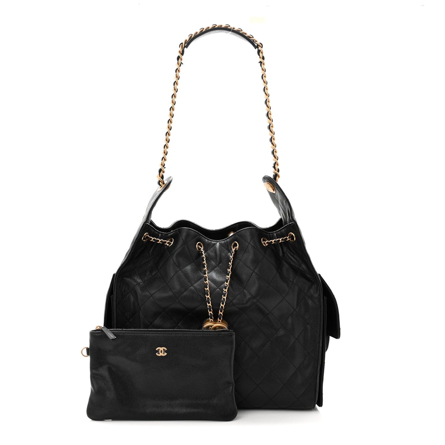 Caviar Quilted Medium Chanel 25 Handbag Black