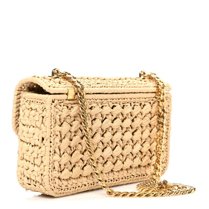 Raffia Effect Claude Chain Shoulder Bag Natural