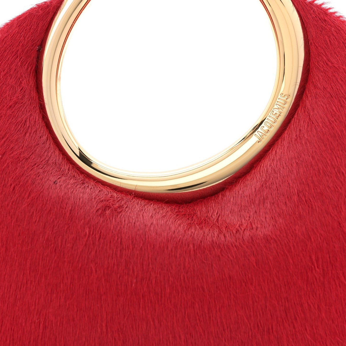 Pony Hair Le Petit Calino Ring Top Handle Bag Red