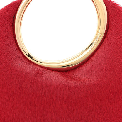 Pony Hair Le Petit Calino Ring Top Handle Bag Red