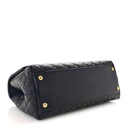 Caviar Quilted Small Coco Chain Handle Flap Navy Blue