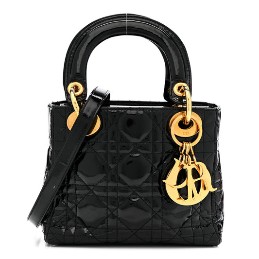 Patent Cannage Mini Lady Dior Black