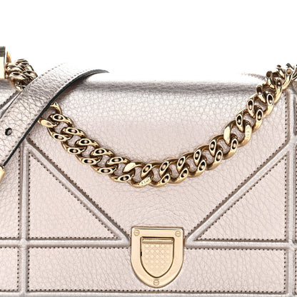 Metallic Grained Calfskin Small Diorama Flap Bag Copper