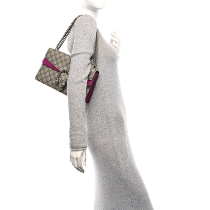 GG Supreme Monogram Suede Crystal Small Dionysus Shoulder Bag Beige Ebony Bright Purple
