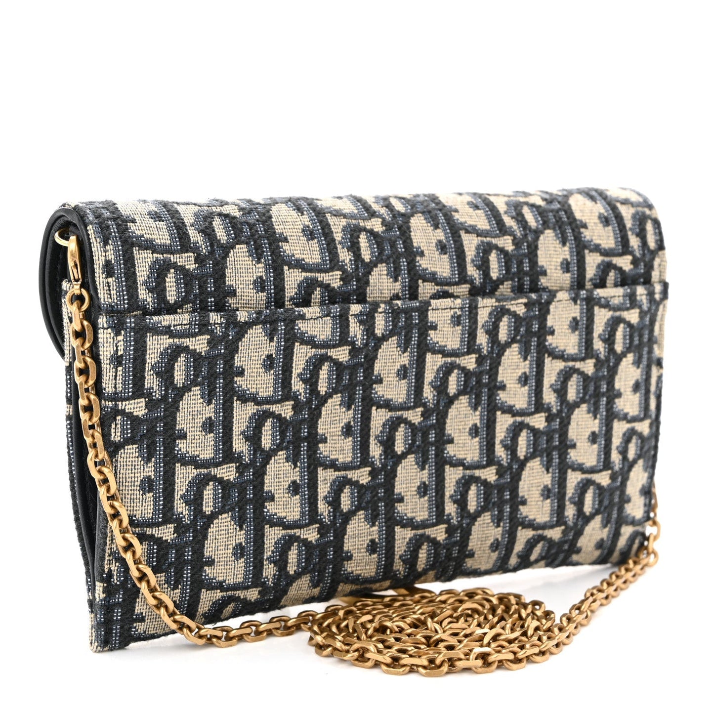 Oblique Saddle Chain Long Wallet Blue