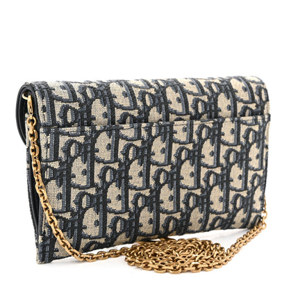 Oblique Saddle Chain Long Wallet Blue