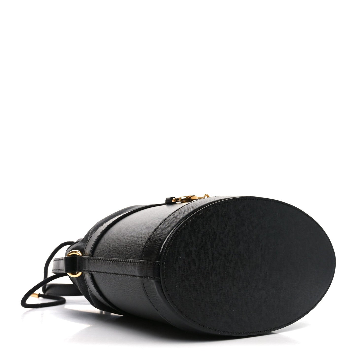 Azalea Sakai Calfskin Horsebit 1955 Drawstring Bucket Bag Black