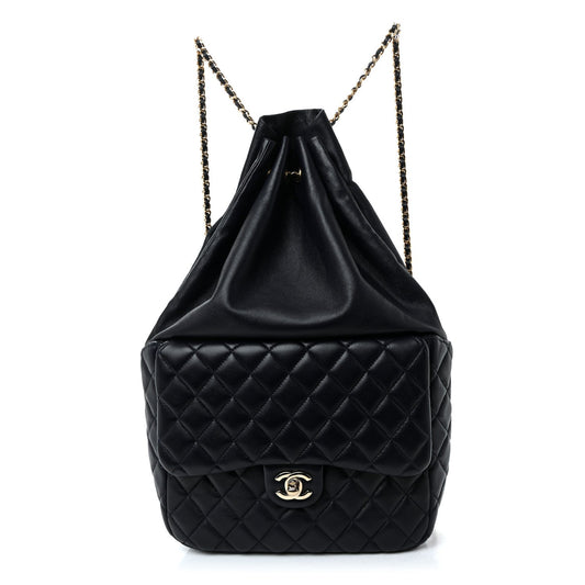Lambskin Quilted Large In Seoul Backpack Navy