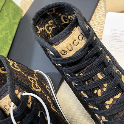 GG Tennis 1977 High Top Sneaker  Black Brown Caro