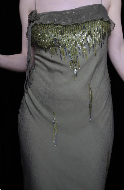 Elegant Green Spaghetti Strap Mermaid Ruffle Sequin Chiffon Long Prom Dress Evening Dress P4697