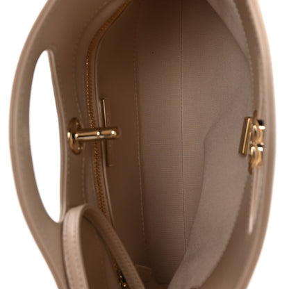 Shiny Crumpled Calfskin Quilted Mini 31 Shopping Bag Beige