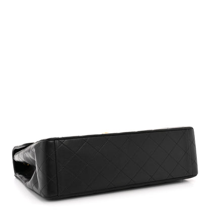 Lambskin Quilted XL Jumbo Single Flap Black