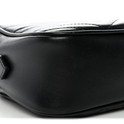 Calfskin Matelasse Monochrome Small GG Marmont Chain Shoulder Bag Black