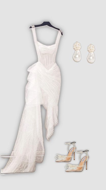 Sexy High Low Straps Lace Prom Dresses 21th Birthday Outfit P2075