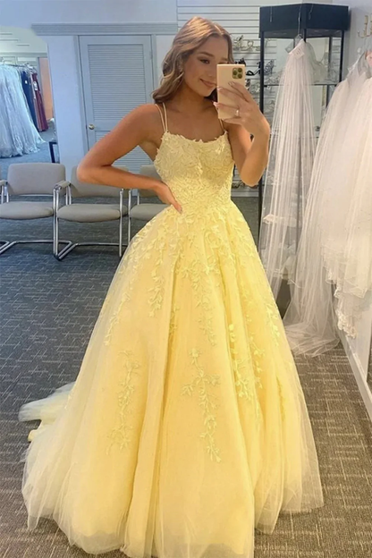 Tulle prom dresses yellow ball gown  S7003