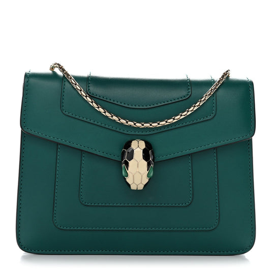 Calfskin Small Serpenti Forever Snake Strap Crossbody Bag Emerald Green