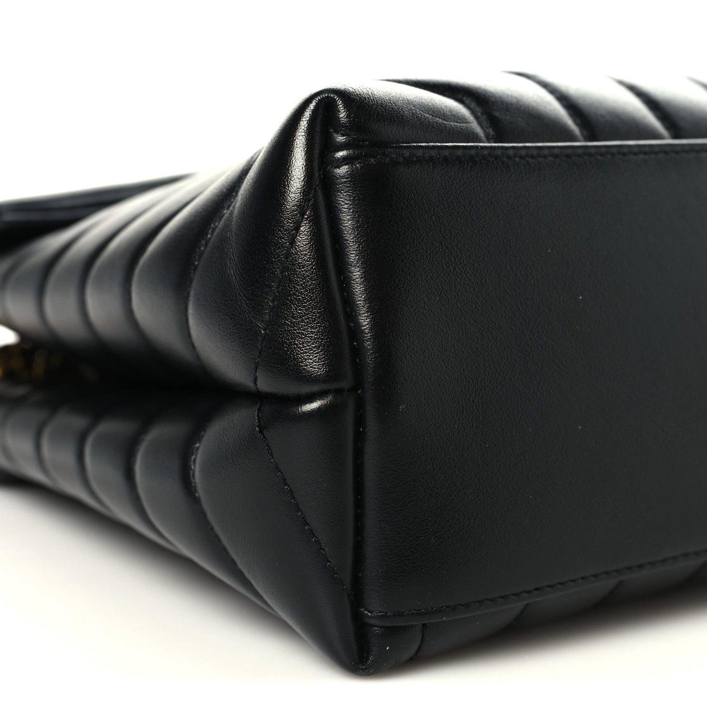 Calfskin Y Quilted Monogram Medium Loulou Chain Satchel Black