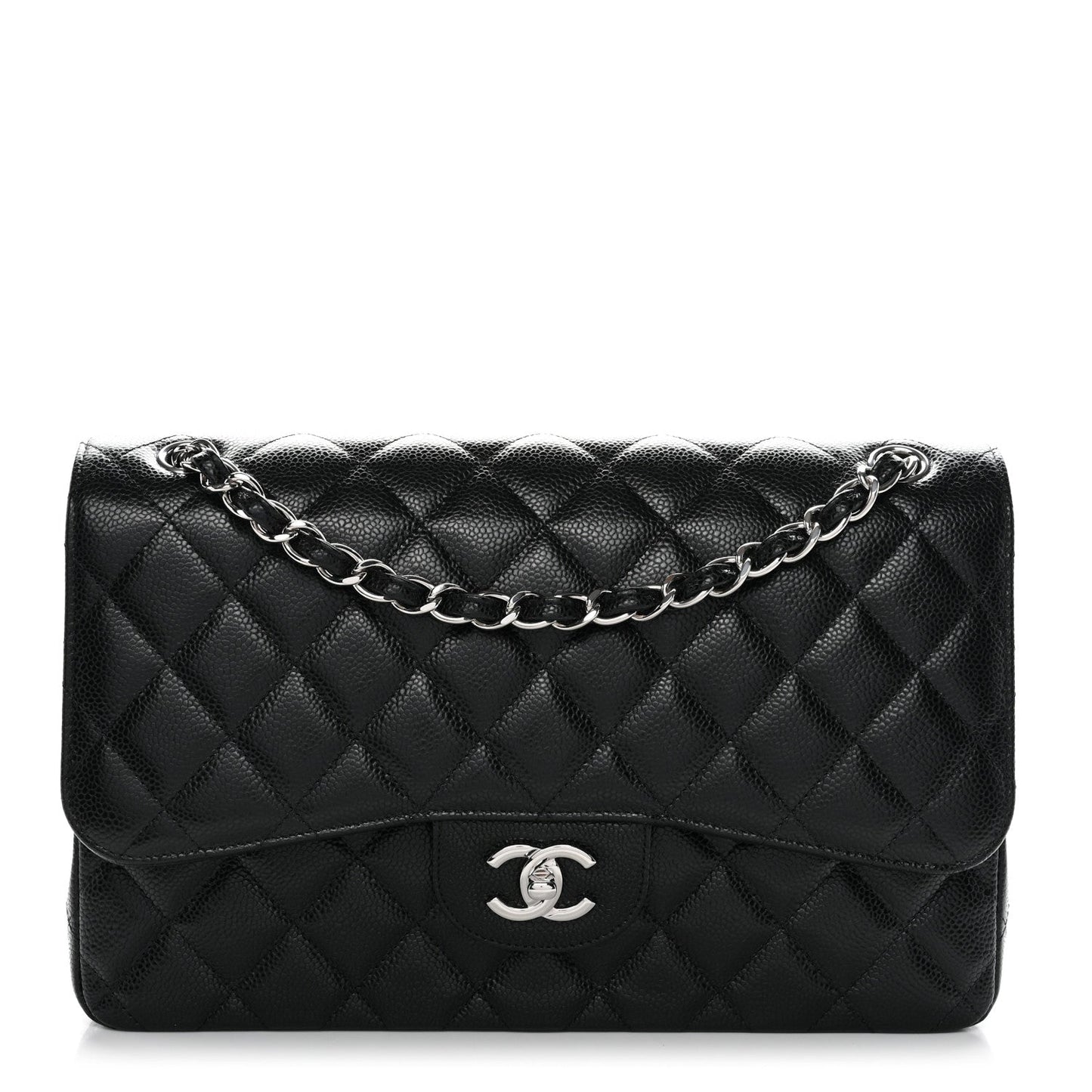 Caviar Quilted Jumbo Double Flap Black