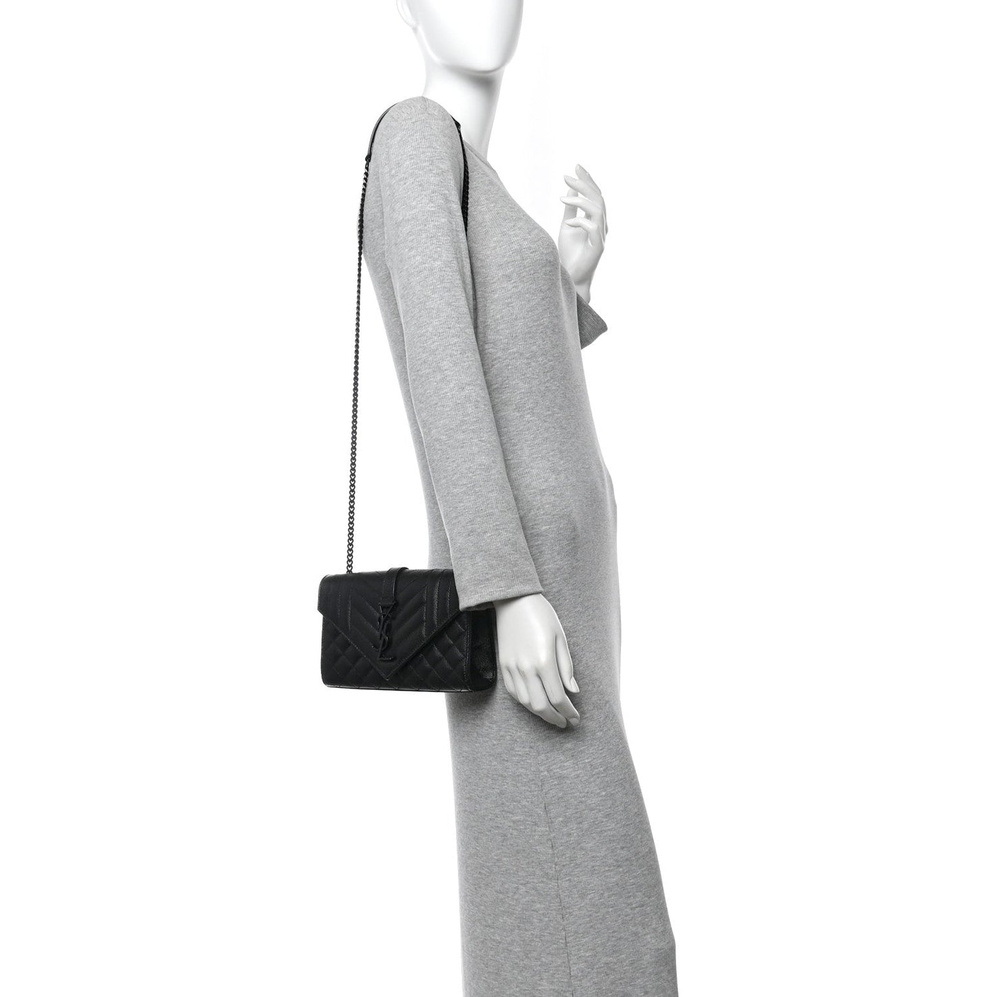 Grain De Poudre Textured Mixed Matelasse Triquilt Small Monogram Monochrome Satchel Black