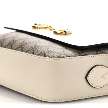 GG Supreme Monogram Small Horsebit 1955 Shoulder Bag Beige Mystic White