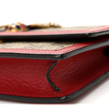 GG Supreme Monogram Web Queen Margaret Chain Wallet Red