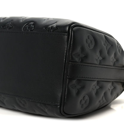 Lambskin Embossed Monogram Speedy 22 Bandouliere Black