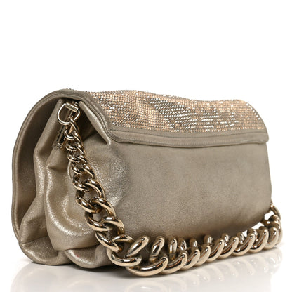 Suede Crystal Medusa Sultan Evening Bag Gold