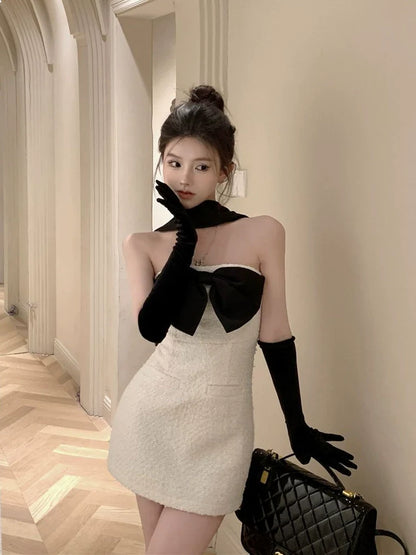 Birthday dress strapless halter neck dress    S5823