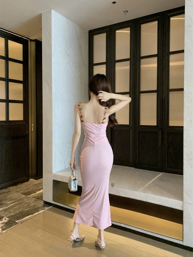 beautiful pink dress birthday dress long mermaid party dress      S5880