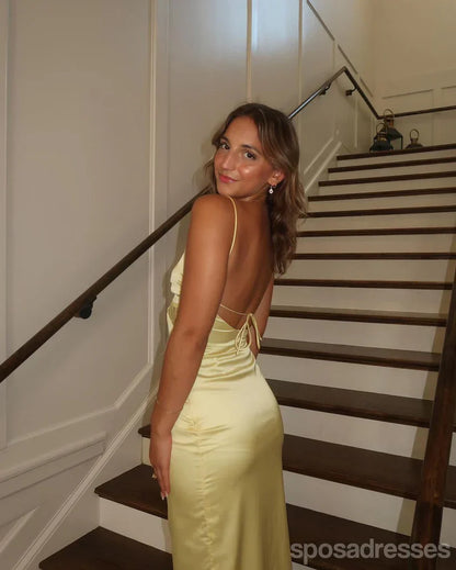 Sexy Yellow Mermaid Spaghetti Straps Long Party Prom Dresses Ideas Evening Gowns