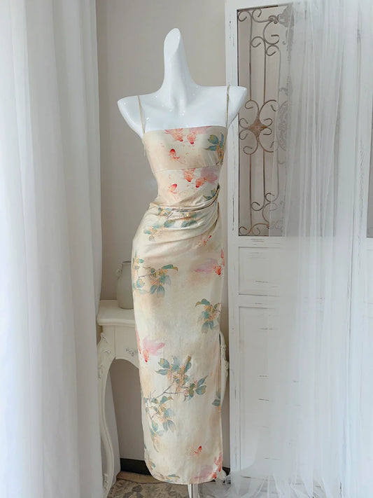 fashion suspender dress New style long party dress      S6041