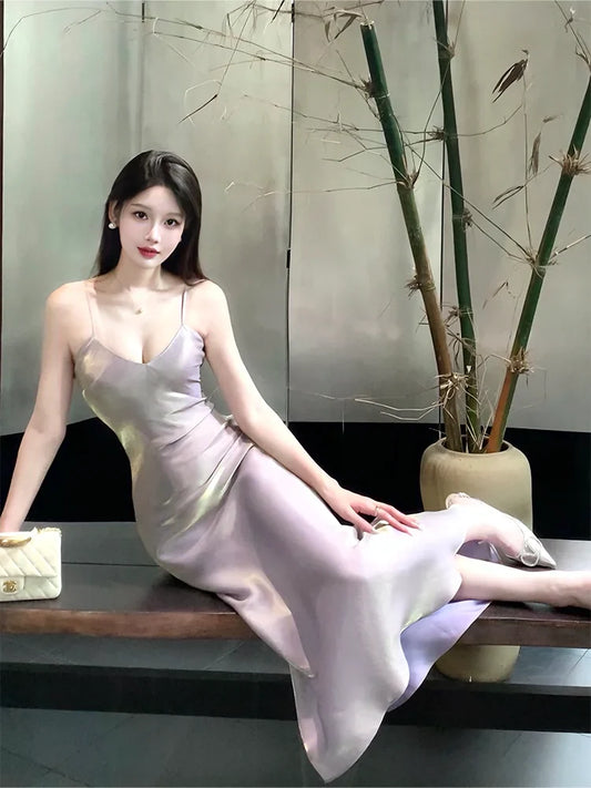 seaside holiday dress purple fairy dress evening dress       S6008