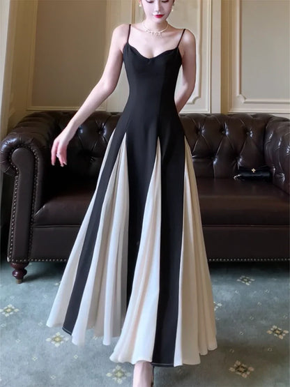 spaghetti straps retro dress long party dress    S6054