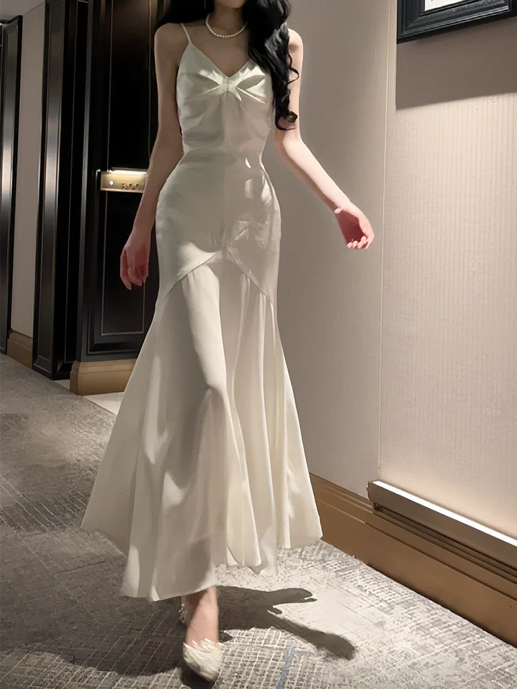 satin mermaid ruffle dress party evening dress    S6103