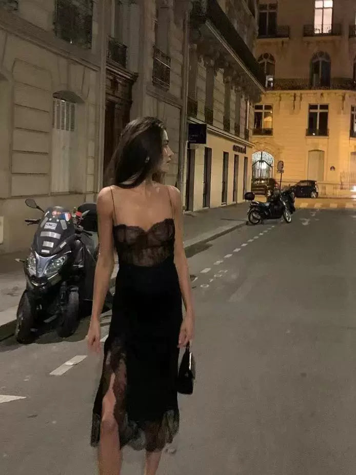Lace black dress sexy black party dress    S6046