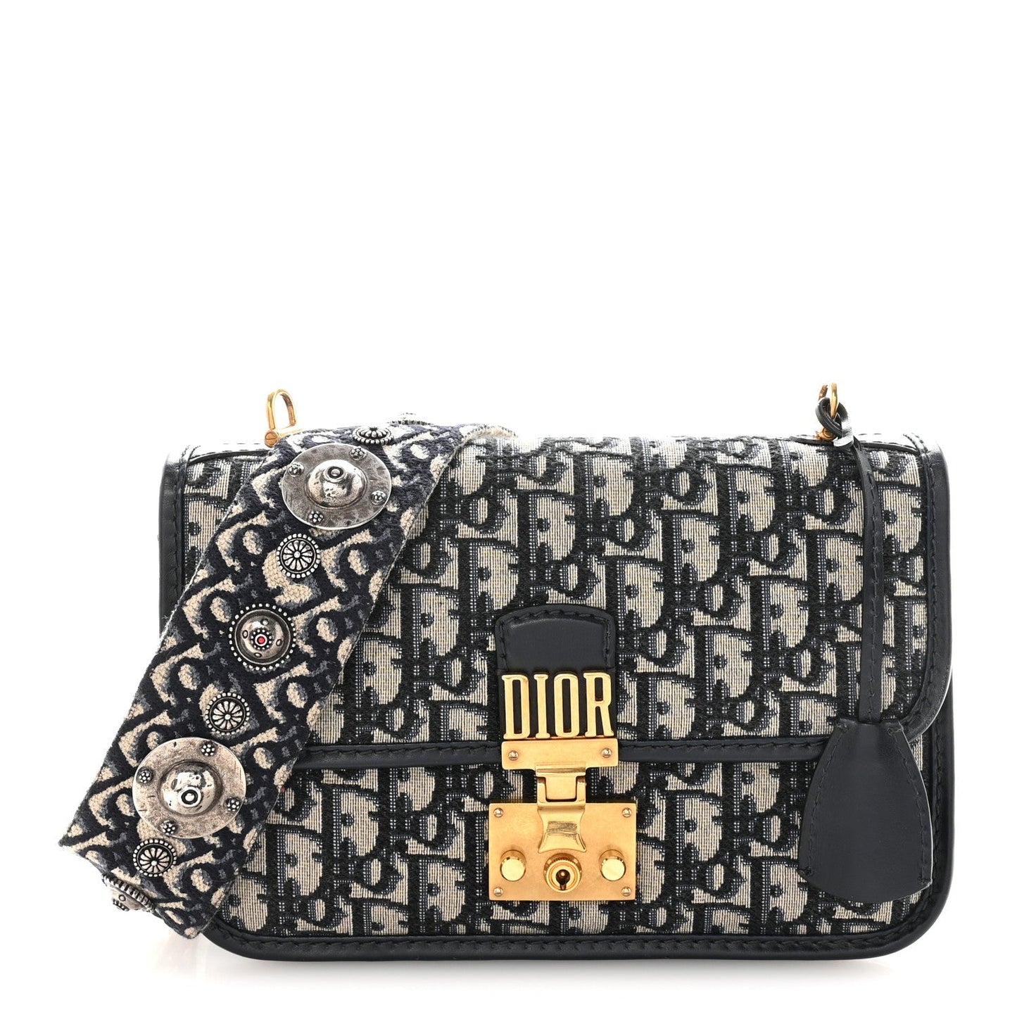 Oblique Small DiorAddict Flap Bag Navy Blue