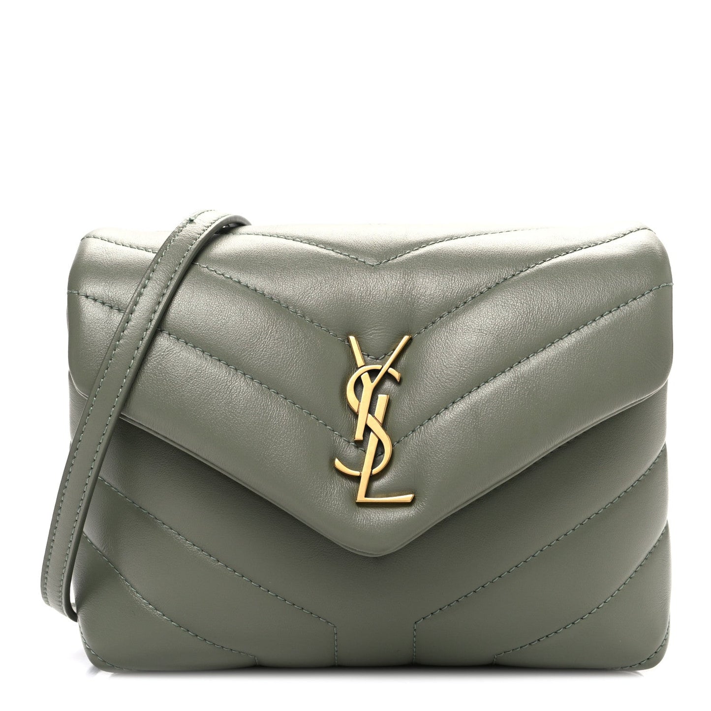 Calfskin Y Quilted Monogram Toy Loulou Crossbody Bag Light Sage