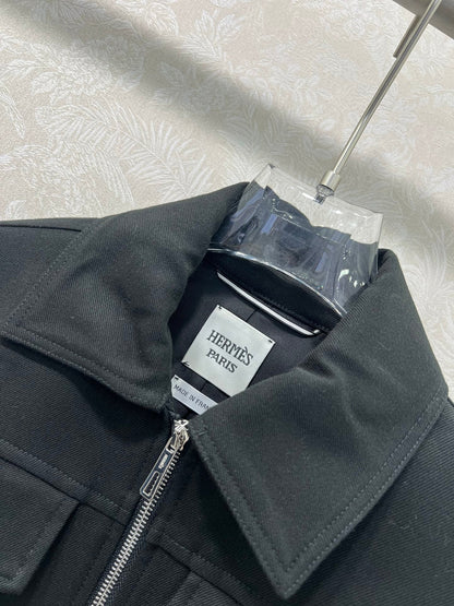 HM Lapel Zipper Jacket Black Viscose 304343