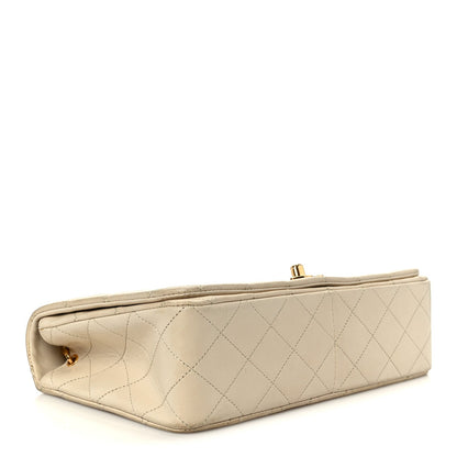 Lambskin Quilted Medium Single Flap Beige