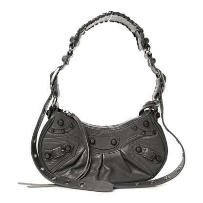 Agneau Arena Le Cagole Shoulder Bag XS Dark Grey