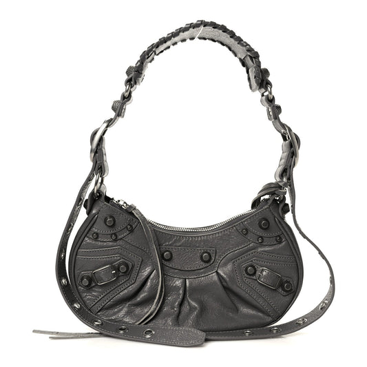 Agneau Arena Le Cagole Shoulder Bag XS Dark Grey