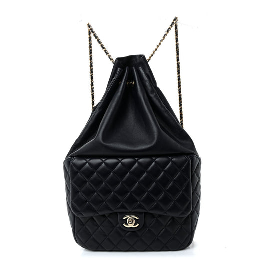 Lambskin Quilted Large In Seoul Backpack Navy