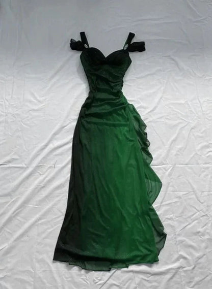 Vintage Shiny Beaded Chiffon Sheath Long Prom Dress Party Dress Evening Dress TP4399