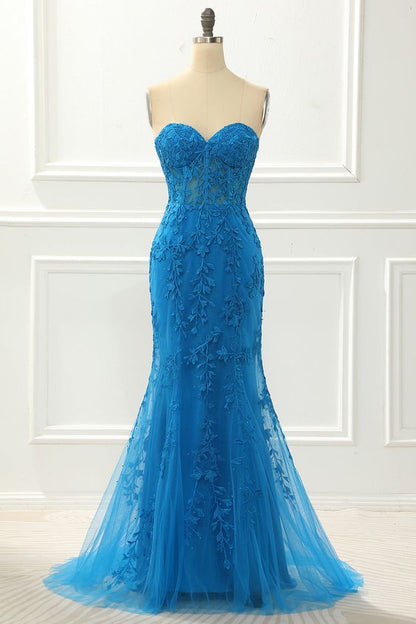 Strapless Mermaid Prom Dress with Appliques     S5096