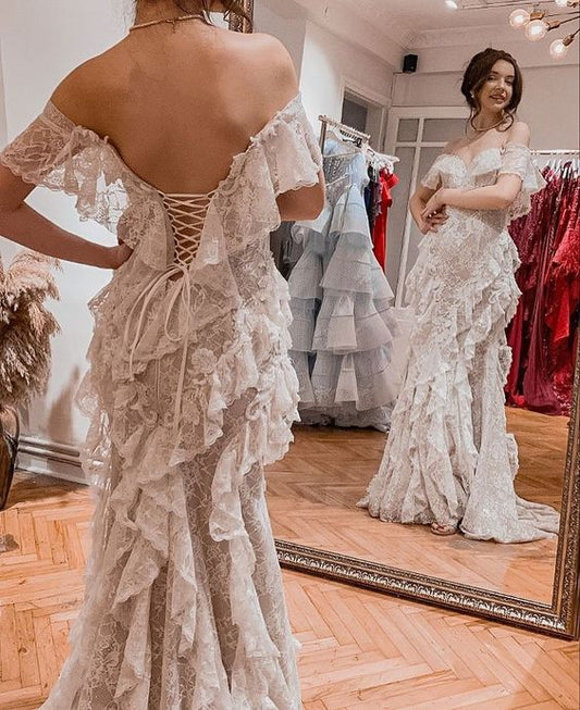 Wedding Dresses Sleeveless Off The Shoulder Long Wedding Party Gowns Custom Made
